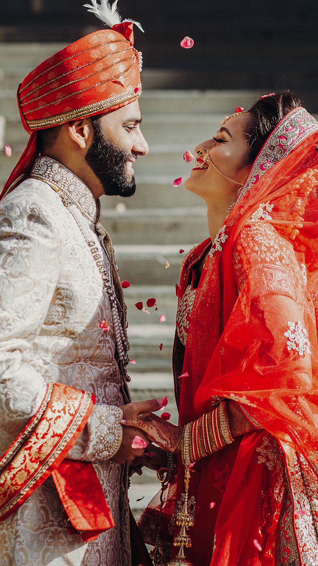 a beautifull bride and groom enjoying in Intercultural wedidng